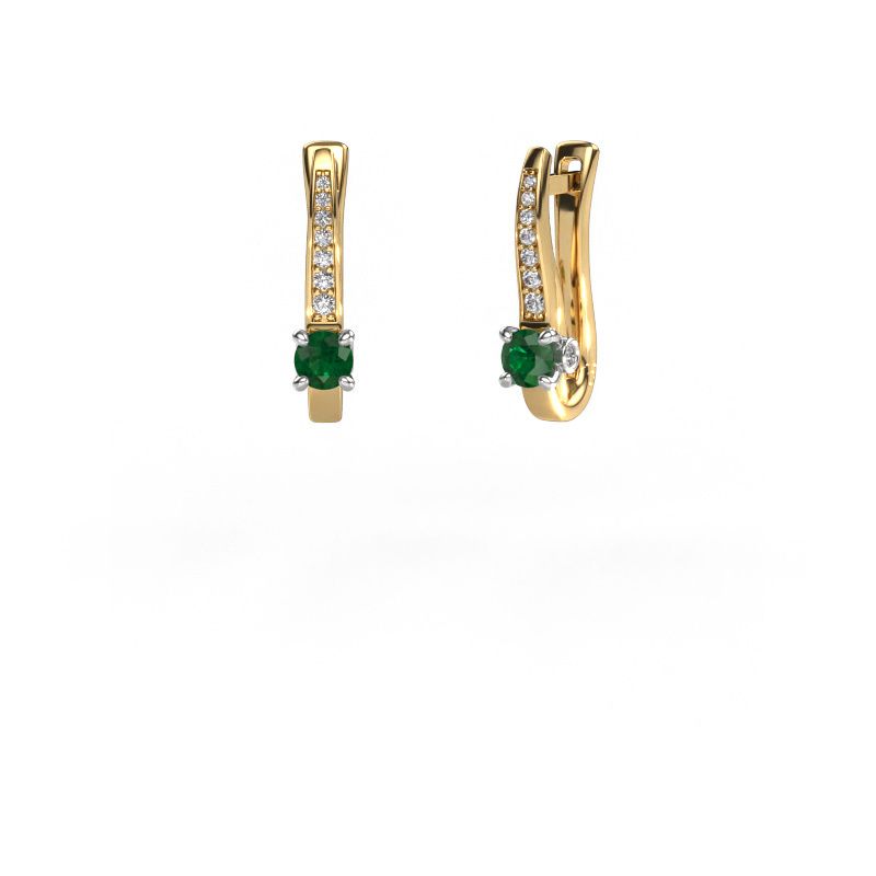 Boucles d'oreilles Valorie 585 or jaune emeraude 4 mm