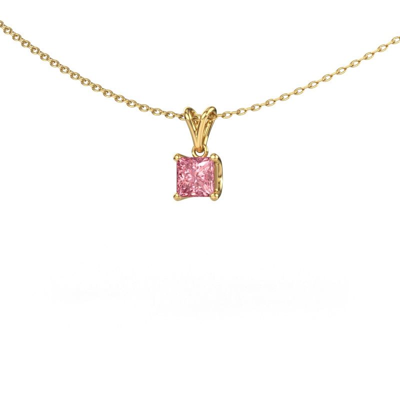 Pendant Sam SQR 585 gold pink lab grown diamond 4.5 mm