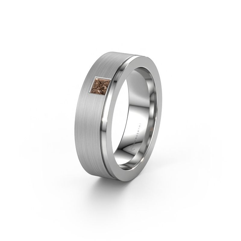 Trouwring WH0550L16CMP 950 platina bruine diamant ±6 x 2,2 mm