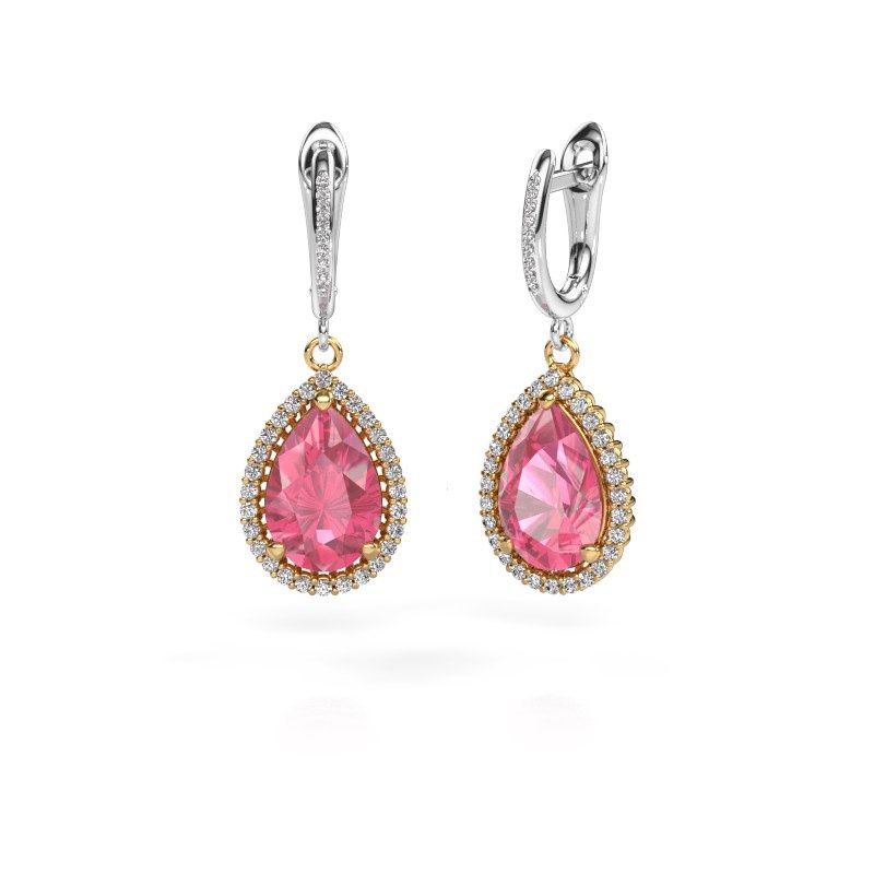Drop earrings Tilly per 4 585 gold pink sapphire 12x8 mm