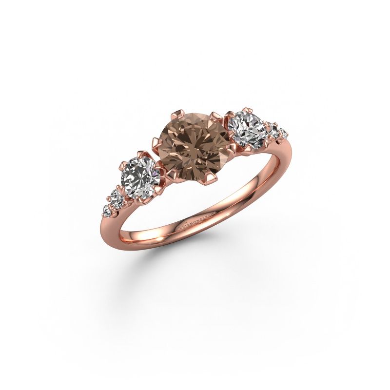 Verlovingsring Aniek RND 585 rosé goud bruine diamant 1.565 crt