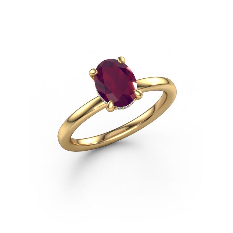 Verlovingsring Simone OVL 2 585 goud rhodoliet 8x6 mm