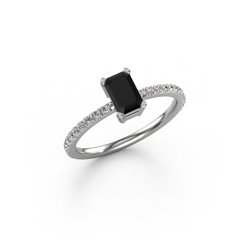 Engagement ring Denita 2 EME 585 white gold black diamond 0.84 crt