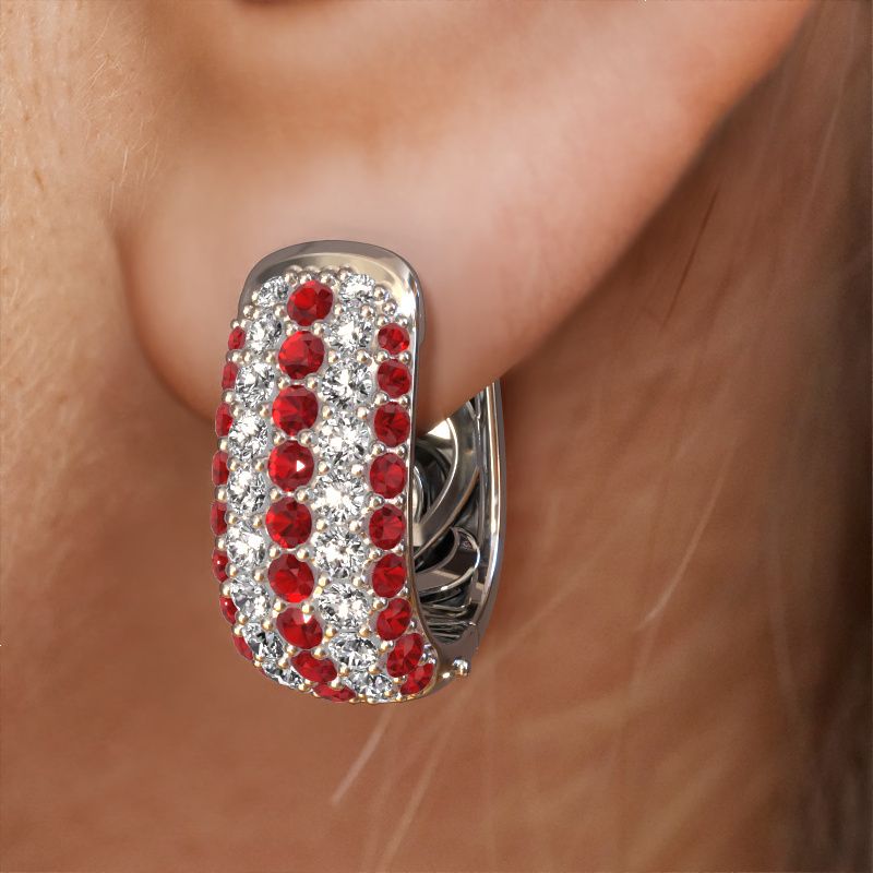 Image of Hoop earrings Danika 8.5 B 585 white gold ruby 1.1 mm