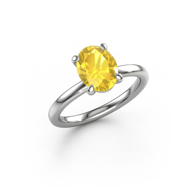 Verlovingsring Simone OVL 1 585 witgoud gele saffier 9x7 mm
