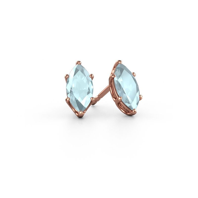Clous d'oreilles Sam MRQ 585 or rose aigue-marine 10x5 mm