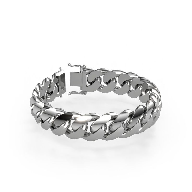 Cuban armband ±17 mm 585 witgoud