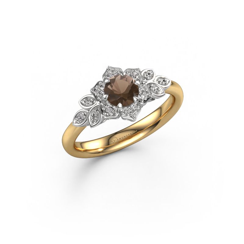 Bague de fiançailles Tatjana 585 or jaune quartz fumé 5 mm