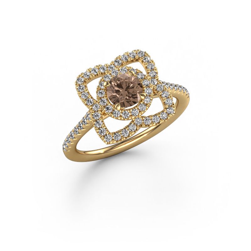 Bague de fiançailles Cleopatra 585 or jaune diamant brun 0.942 crt