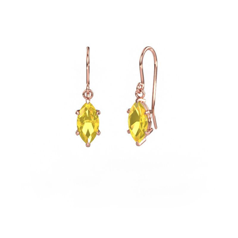 Pendants d'oreilles Laurie MRQ 1 585 or rose saphir jaune 10x5 mm