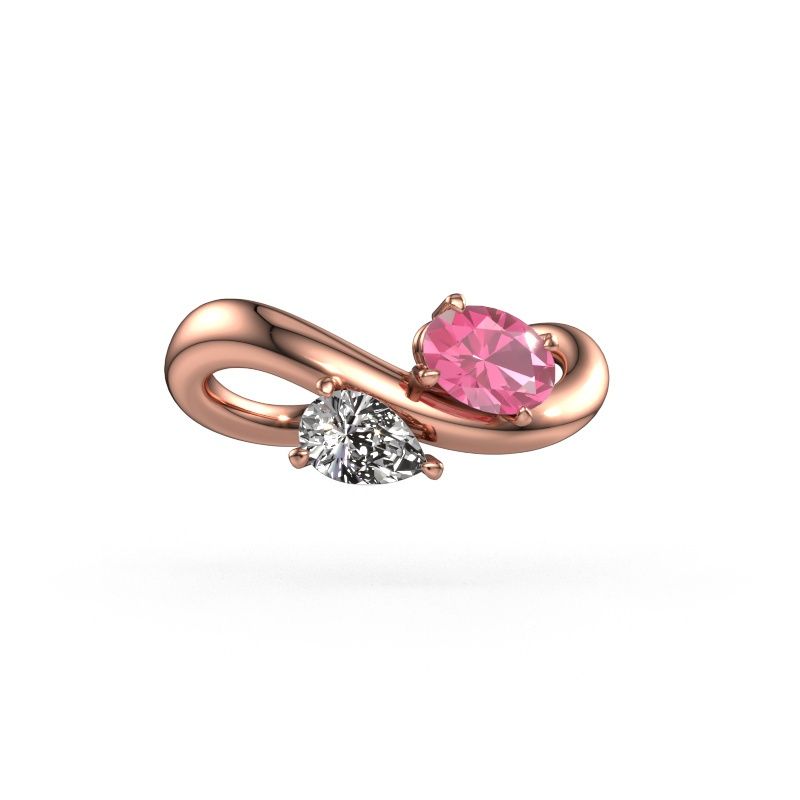 Verlovingsring Chloe OVL-PER 585 rosé goud roze saffier 6.5x4.5 mm