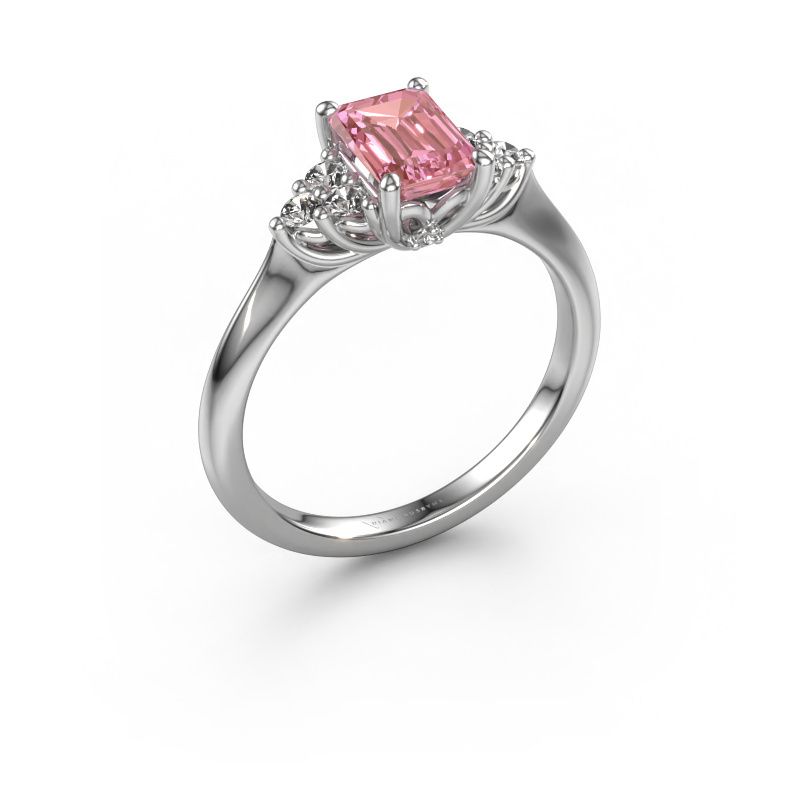 Verlovingsring Felipa EME 950 platina roze lab grown diamant 7x5 mm