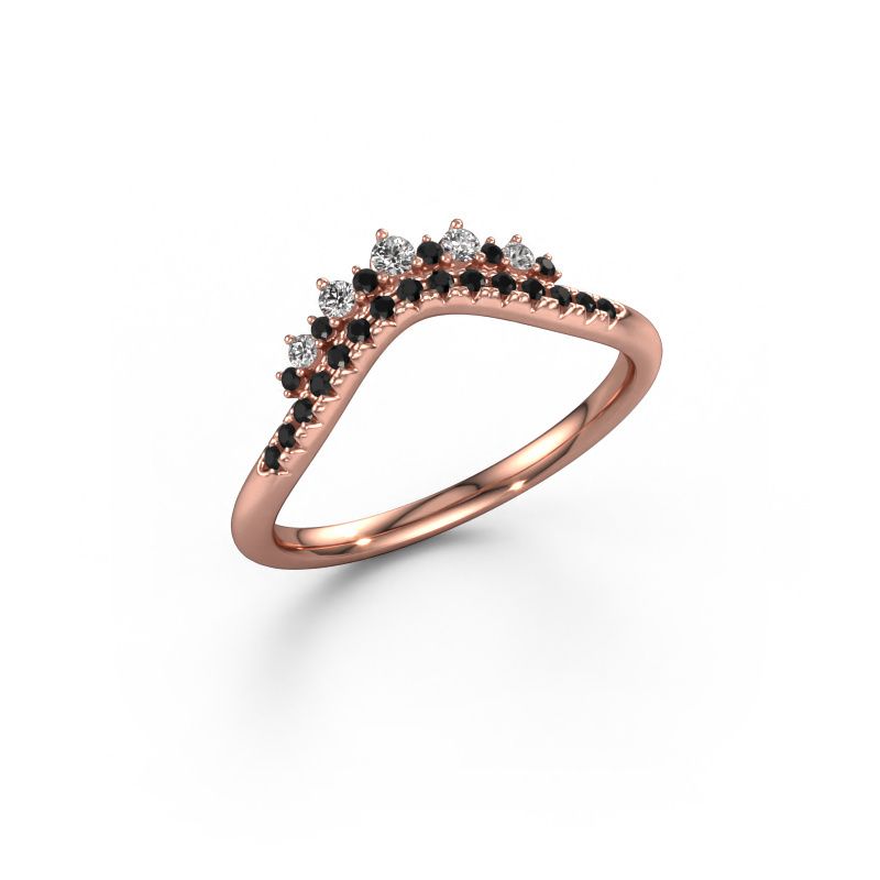 Stackable ring Nica A 585 rose gold black diamond 0.224 crt