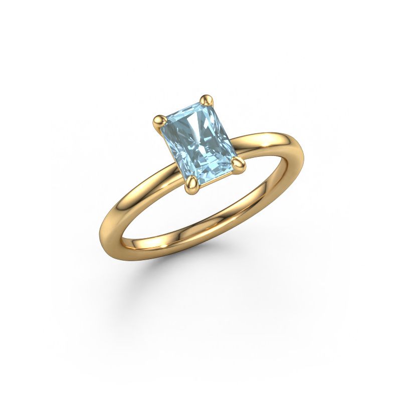 Engagement ring Simone RAD 1 585 gold blue lab grown diamond 7x5 mm