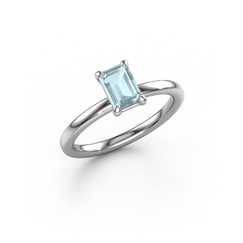 Engagement ring Simone EME 1 585 white gold aquamarine 6.5x4.5 mm