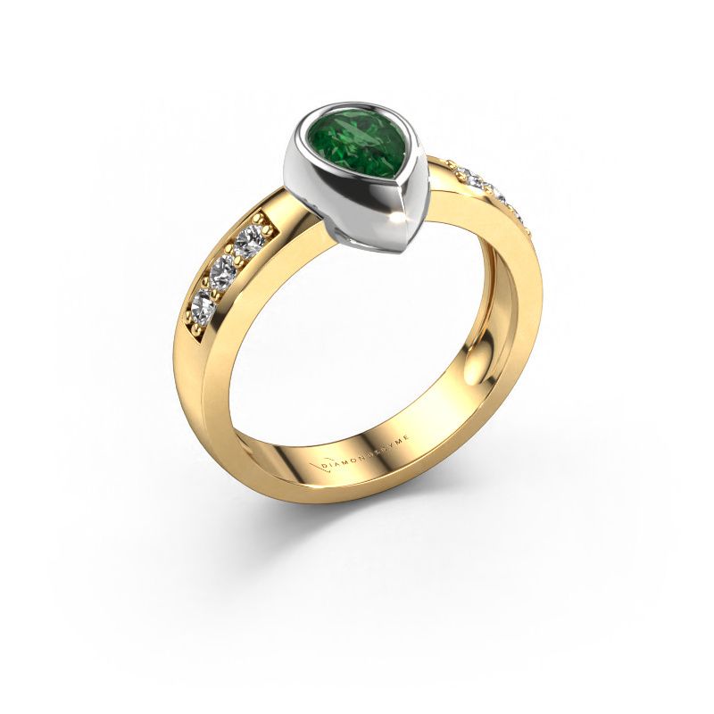 Ring Charlotte Pear 585 Gold Smaragd 8x5 mm