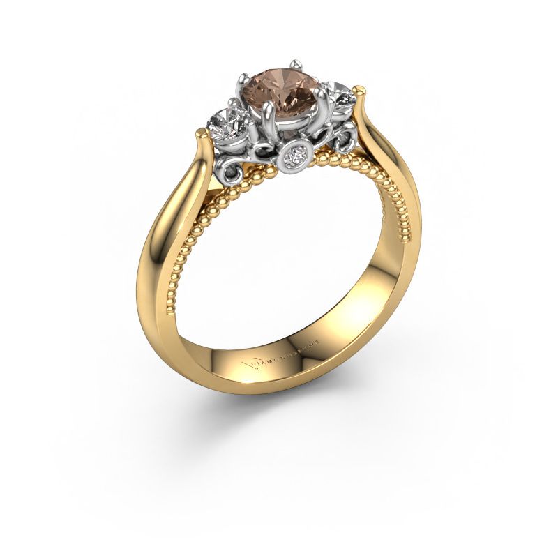 Engagement ring Tiffani 585 gold brown diamond 0.74 crt