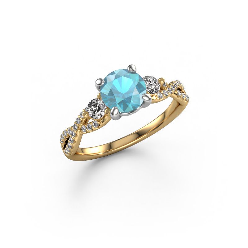 Engagement ring Marilou RND 585 gold blue topaz 6.5 mm