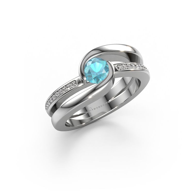 Ring Xenia 2 950 Platin Blau Topas 5 mm