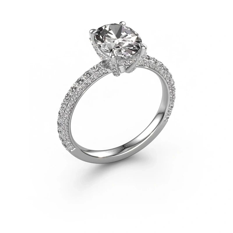 Engagement ring Saskia 2 OVL 950 platinum zirconia 9x7 mm
