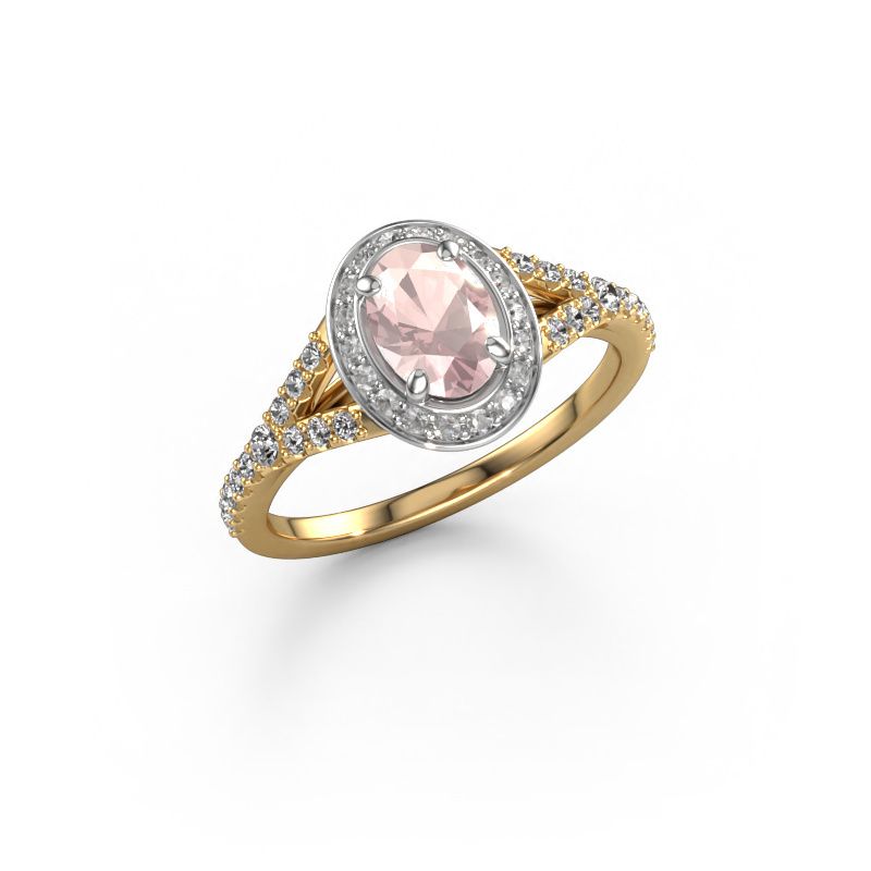 Engagement ring Pamela OVL 585 gold morganite champagne 7x5 mm