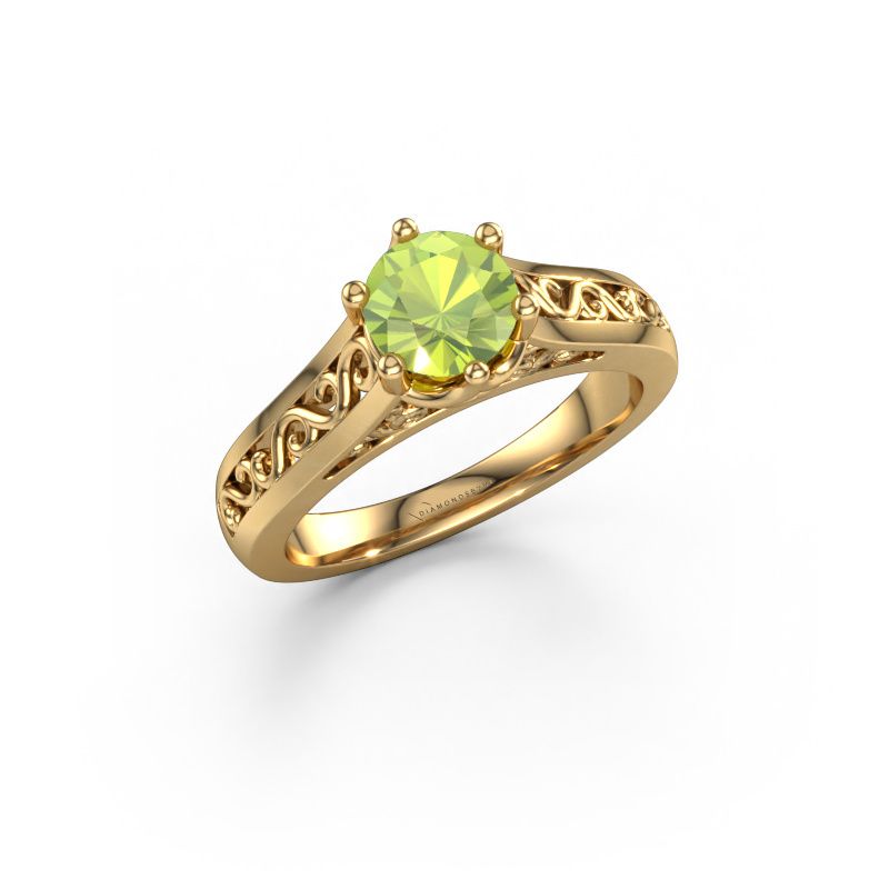 Image of Engagement ring Shan 585 gold peridot 6 mm
