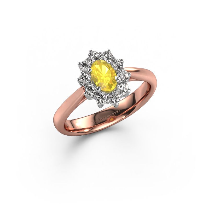 Verlobungsring Leesa 1 585 Roségold Gelb Saphir 6x4 mm