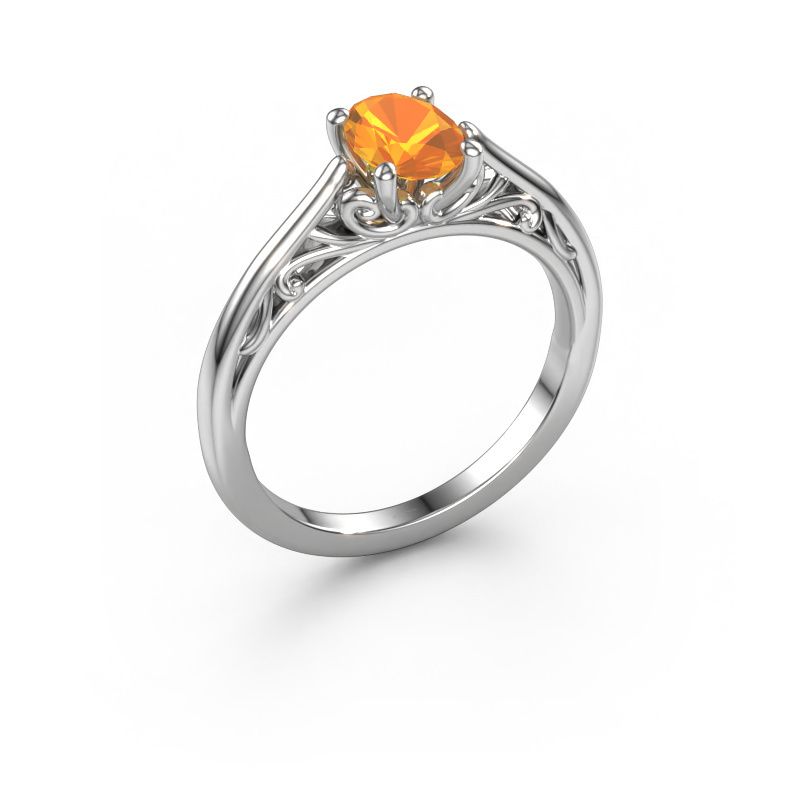 Engagement ring Shannon ovl 950 platinum citrin 7x5 mm