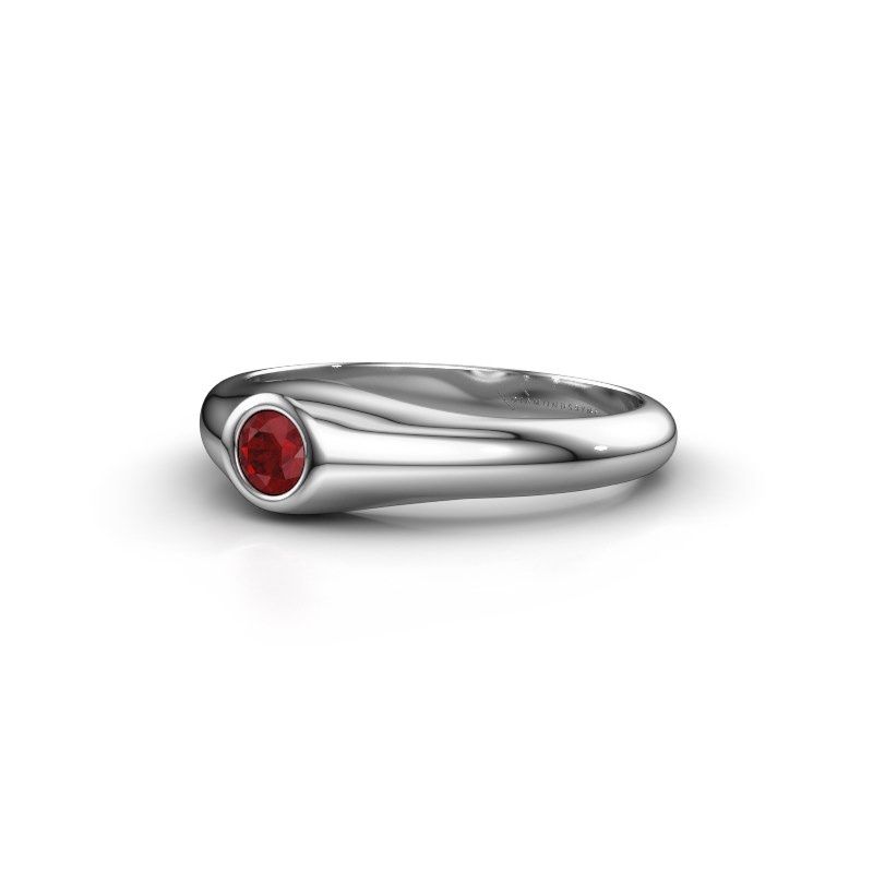 Image of Pinky ring thorben<br/>585 white gold<br/>Ruby 4 mm