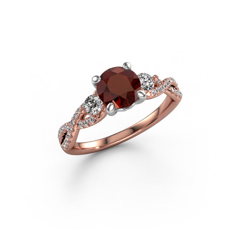 Verlobungsring Marilou RND 585 Roségold Granat 6.5 mm