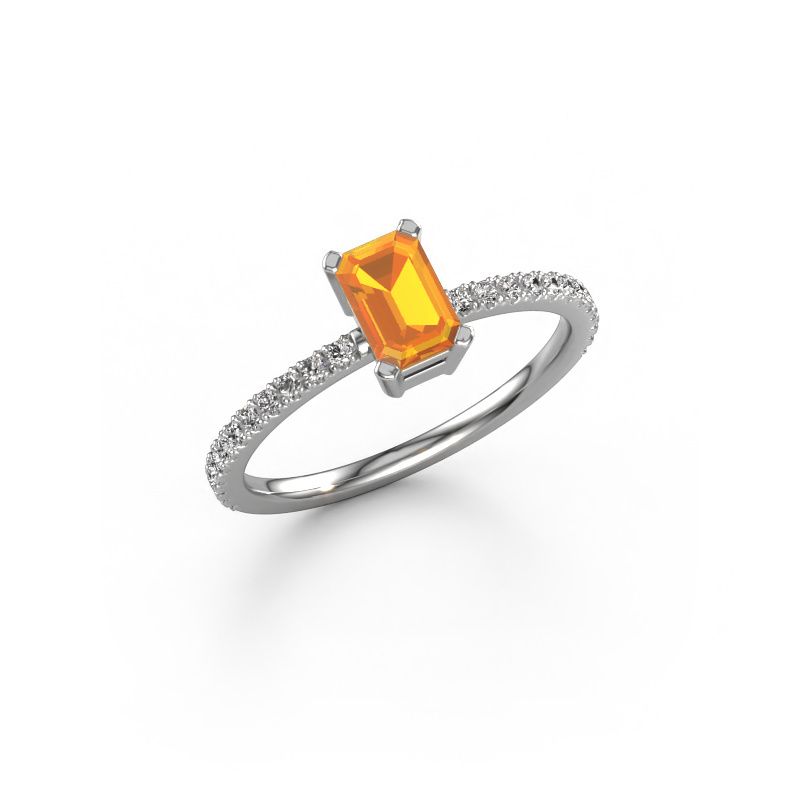 Verlobungsring Denita 2 EME 585 Weißgold Citrin 6x4 mm