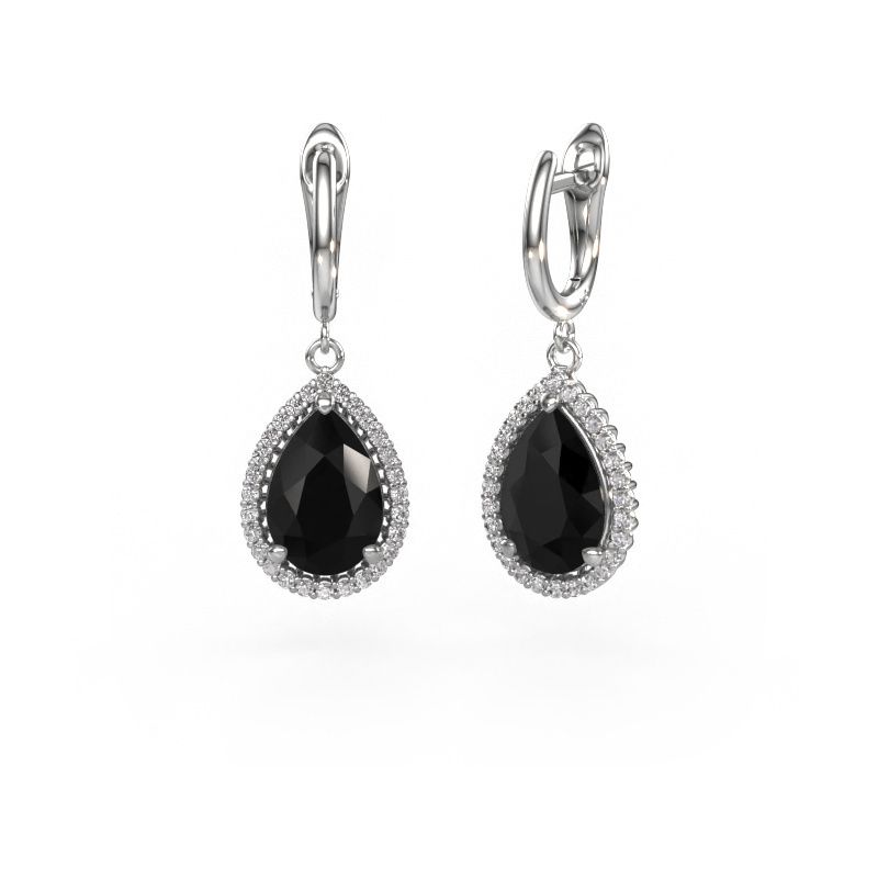 Oorhangers Tilly per 3 950 platina zwarte diamant 7.62 crt