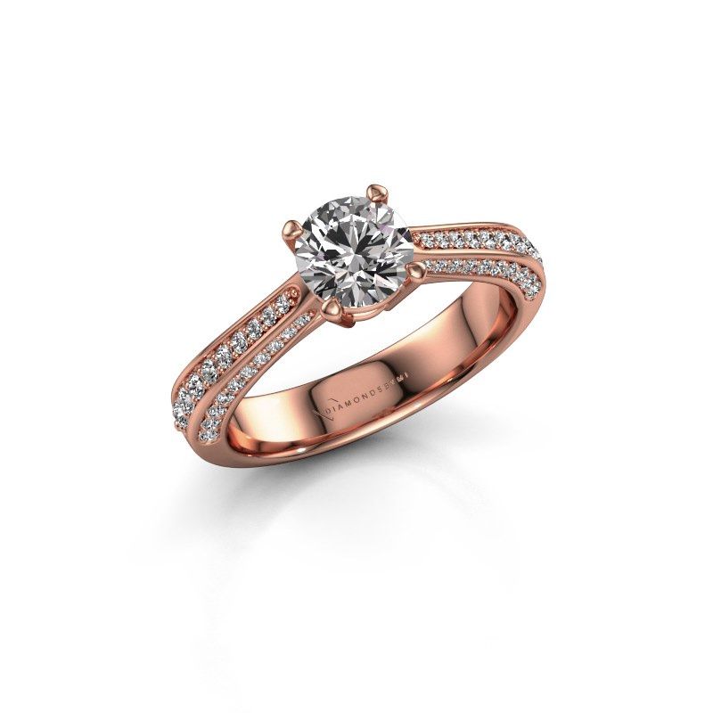 Image of Engagement ring Ruby rnd 585 rose gold lab grown diamond 0.70 crt