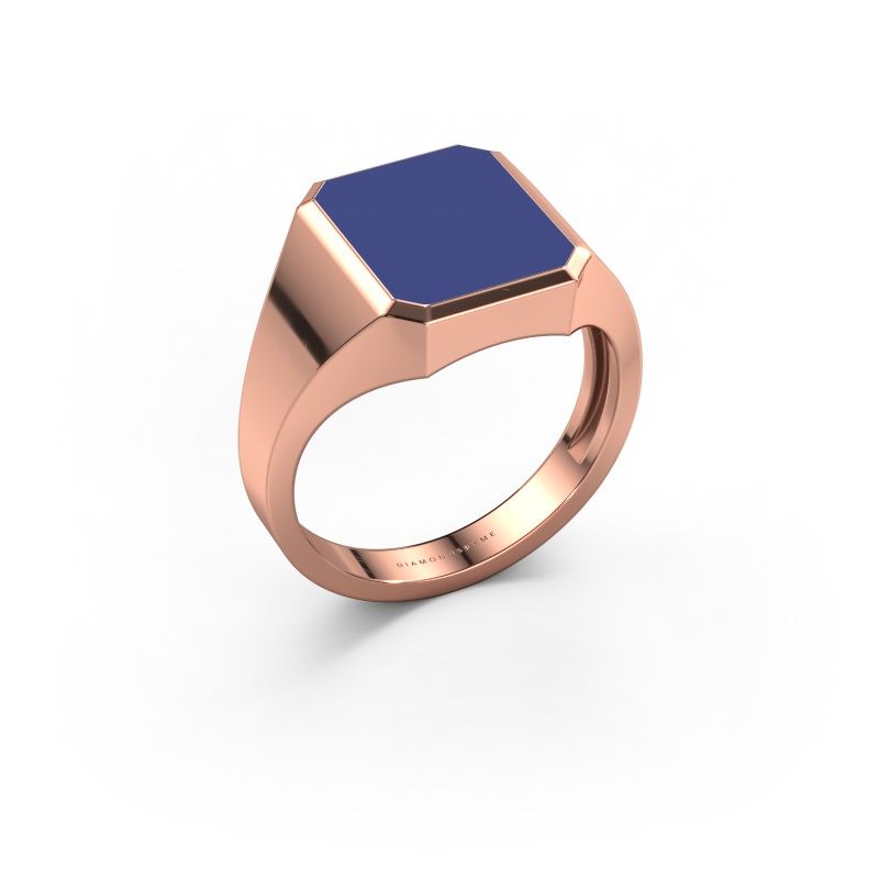 Signet ring Lars 2 light 585 rose gold blue enamel 12x10 mm