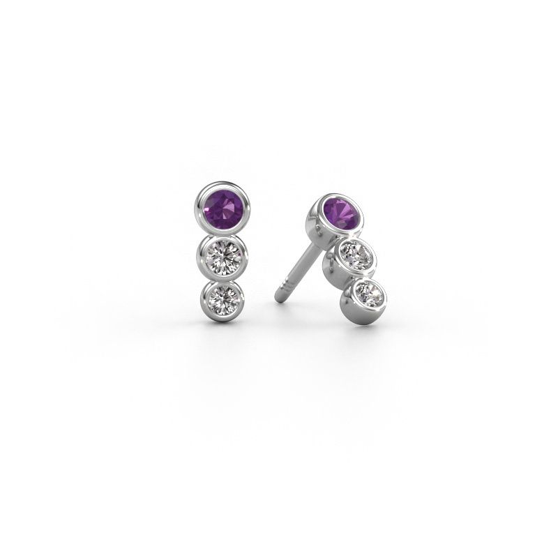 Earrings Felica 585 white gold amethyst 2.7 mm