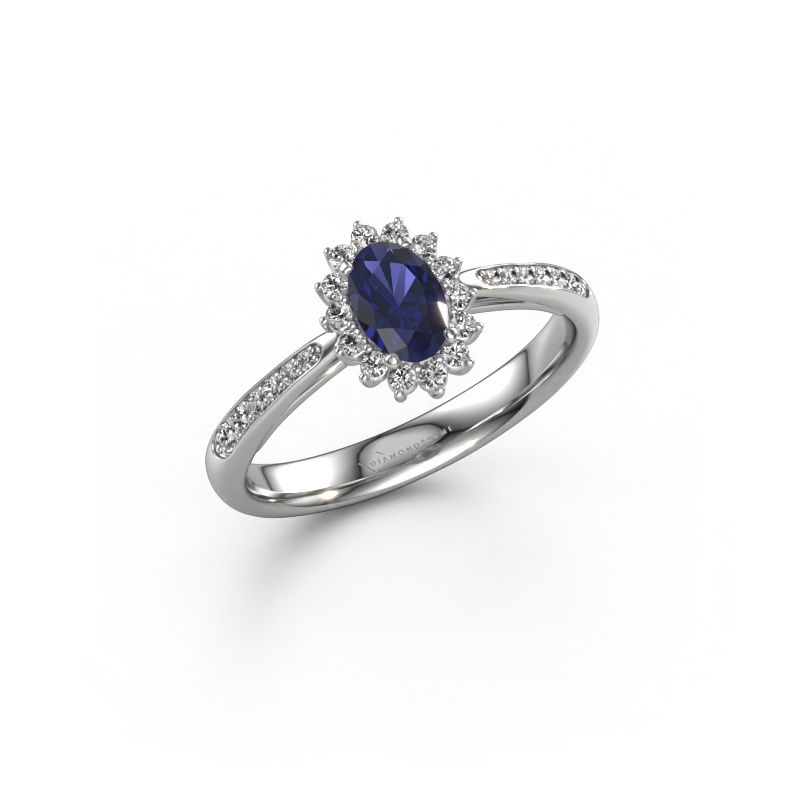 Engagement ring Tilly ovl 2 585 white gold sapphire 7x5 mm