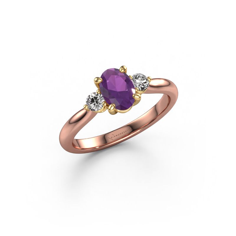 Bague de fiançailles Lieselot OVL 585 or rose améthyste 7x5 mm