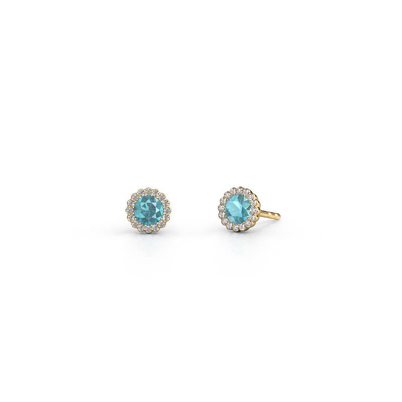 Earrings Queen 585 gold blue topaz 4.2 mm