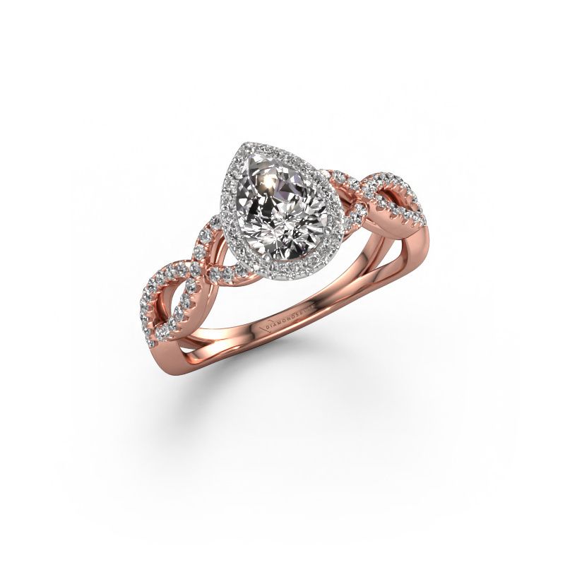 Bague de fiançailles Dionne pear 585 or rose zircone 7x5 mm