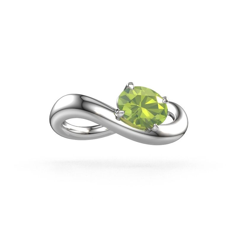 Bague de fiançailles Chloe OVL 950 platine péridot 7,5x5,5 mm
