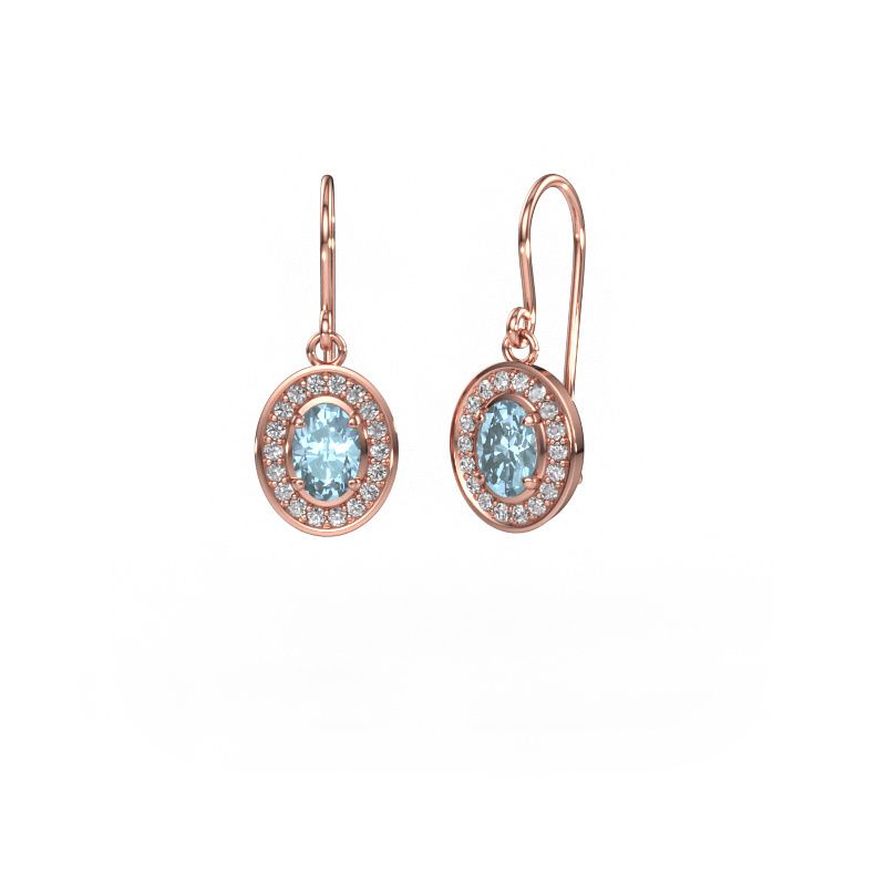 Drop earrings Layne 1 585 rose gold blue lab grown diamond 6.5x4.5 mm