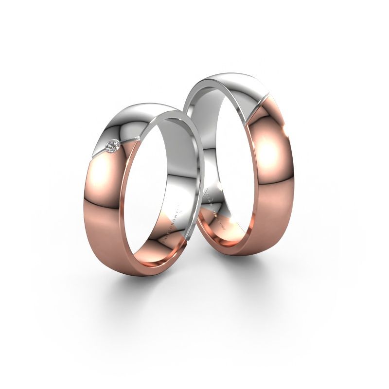 Eheringe set WH1201LM25AP ±5x1.7 mm 14 Karat Roségold Diamant 0.02 crt