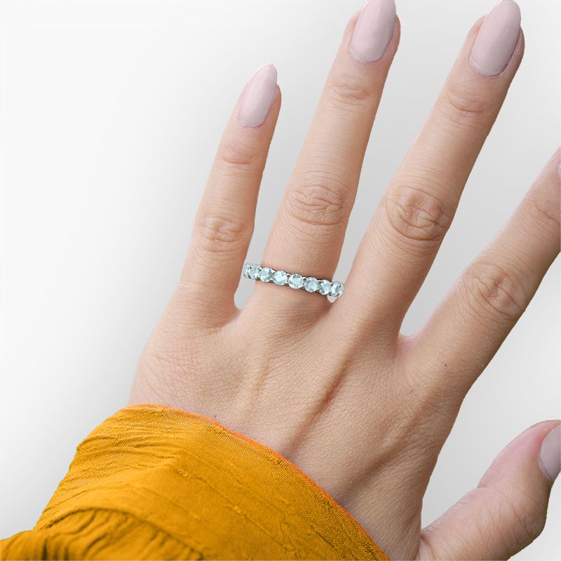 Image of Stackable ring Michelle full 3.4 585 white gold aquamarine 3.4 mm