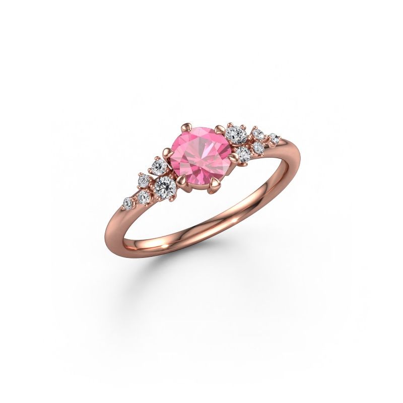 Ring Royce RND 585 rosé goud roze saffier 5.5 mm