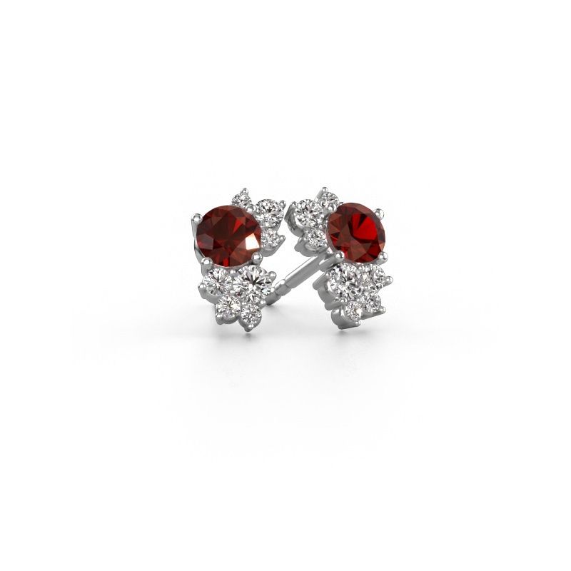 Stud earrings Veronica 585 white gold garnet 4.2 mm