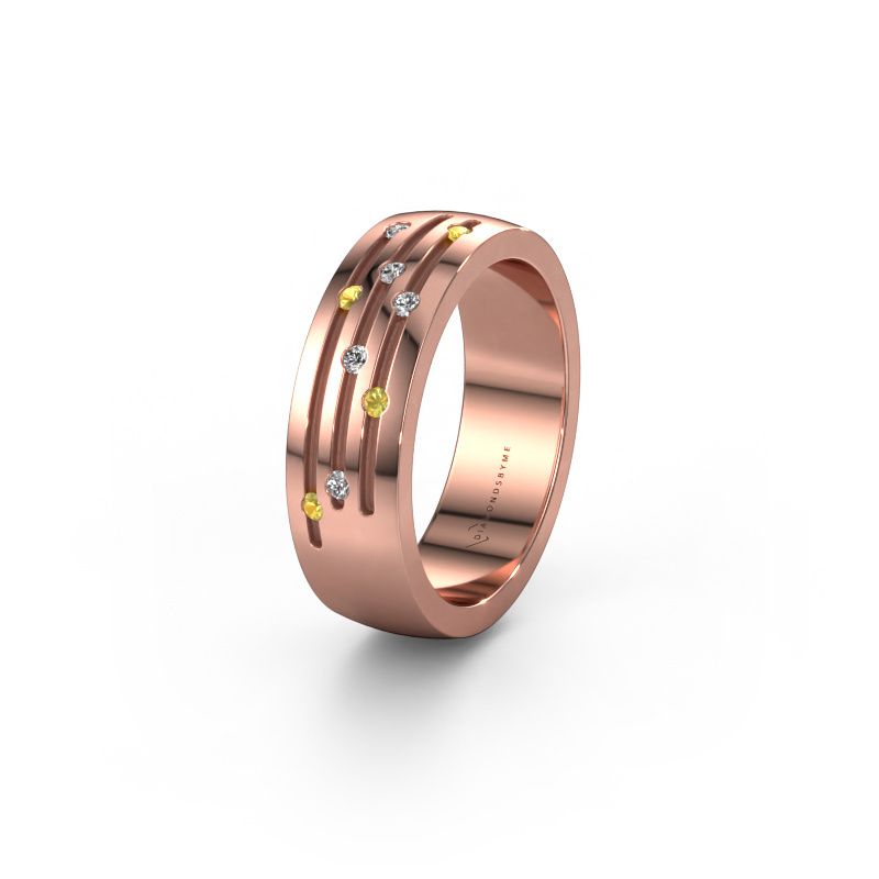 Wedding ring WH0134L26B 585 rose gold yellow sapphire ±0.24x0.08 in