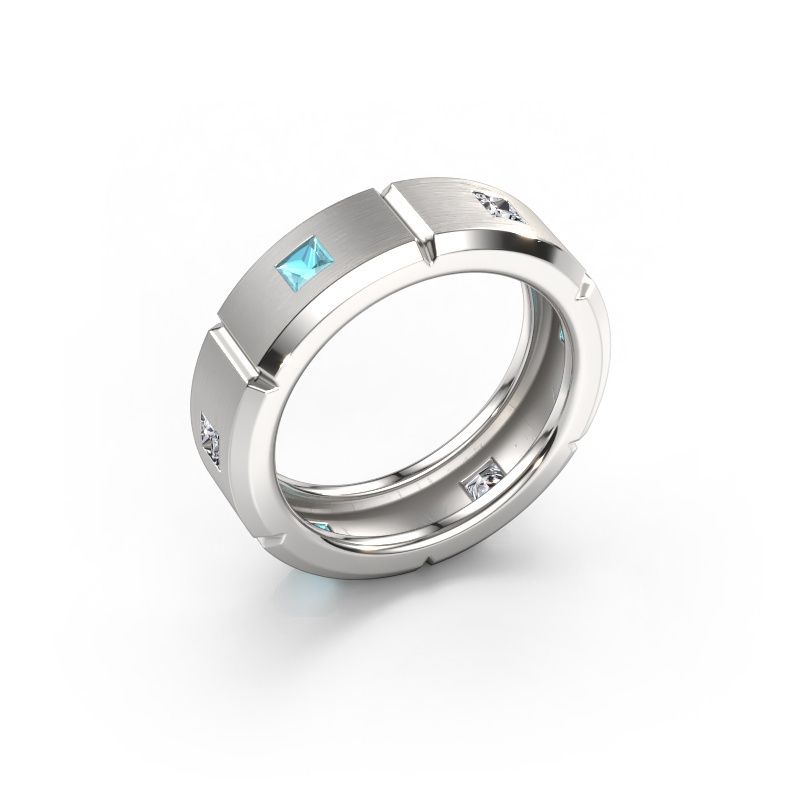 Herrenring Steve light 585 Weißgold Blau Topas 3 mm