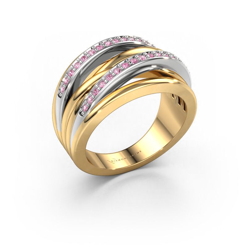 Bague Annabel 2 585 or jaune saphir rose 1.2 mm