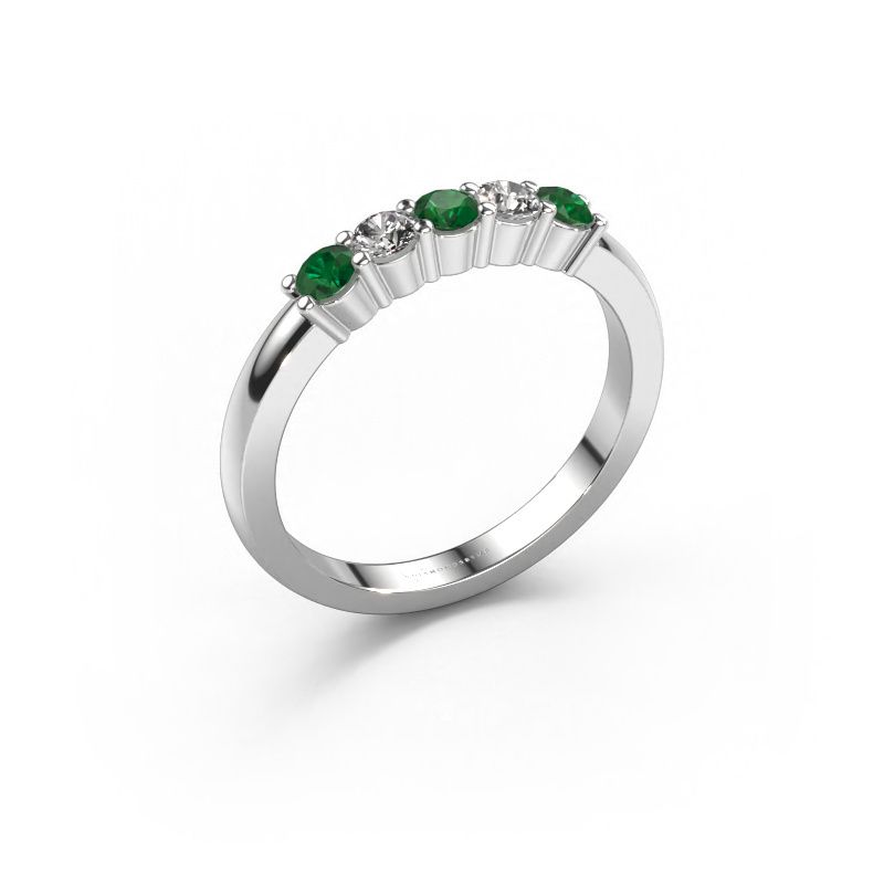 Bague Yasmin 5 950 platine emeraude 3 mm