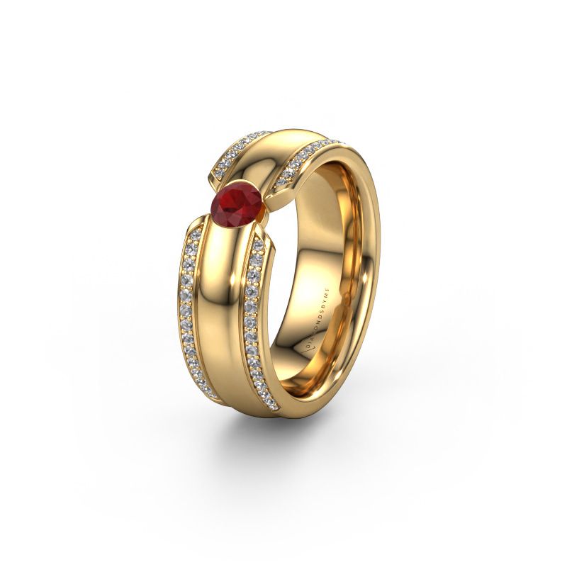 Wedding ring WHR0575L 585 gold ruby ±7x2 mm